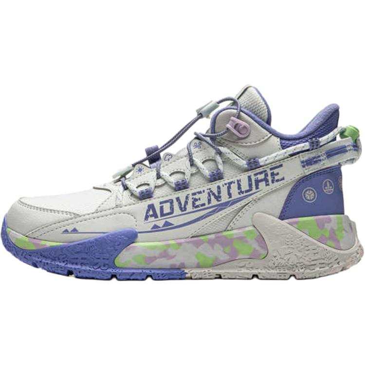 Li-Ning YOUNG Li Ning YOUNG Slip Resistant Abrasion Resistant Mid top Kids' Outdoor Shoes Gray Blue Kids'