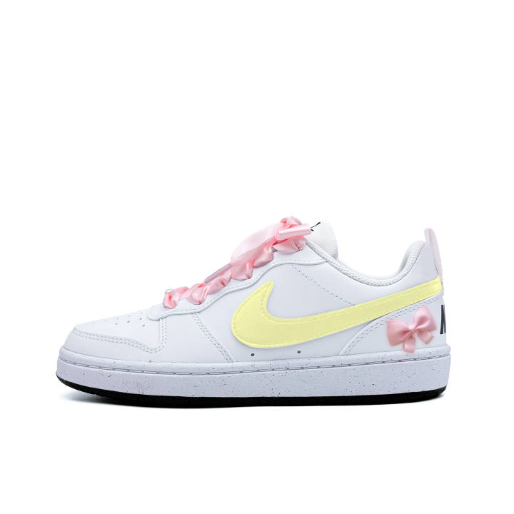 Nike Nike Court Borough Yellow Cherry Butterfly Synthetic Leather Abrasion Resistant Abrasion Resistant Low top