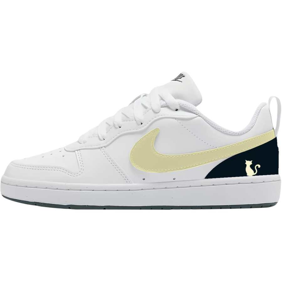 Nike Nike Court Borough Little Jade Cat Slip Resistant Abrasion Resistant Low top Kids' Skateboarding Shoes White Yellow