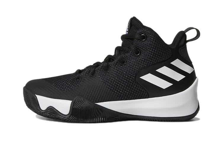 Adidas Adidas Explosive Flash Abrasion Resistant Mid top Children's Basketball Shoes Black Children Aged 3 7 Years Old