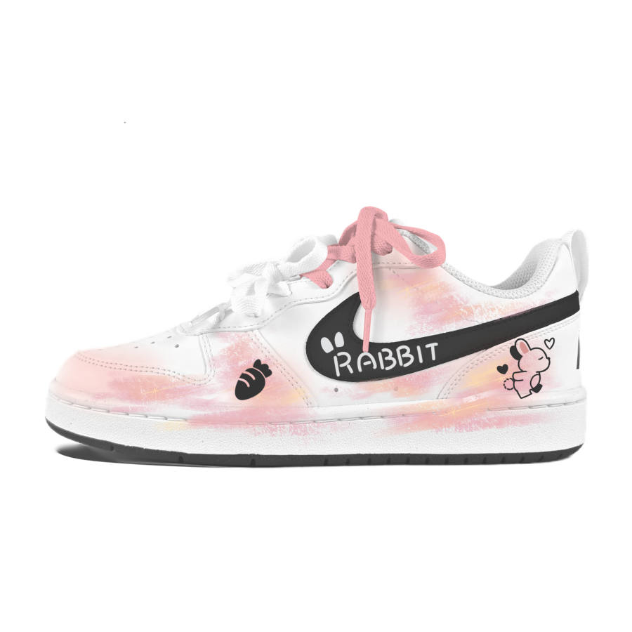 Nike Nike Court Borough Rabbit Bear Sweet Talk Abrasion Resistant Low top Kids' Skateboarding Shoes White Teenagers