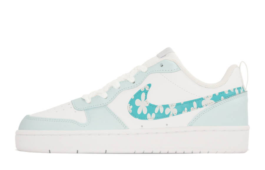 Nike Nike Court Borough Low 2 Leather Slip Resistant Cushioning Low top Kids' Skateboarding Shoes Blue White Teenagers