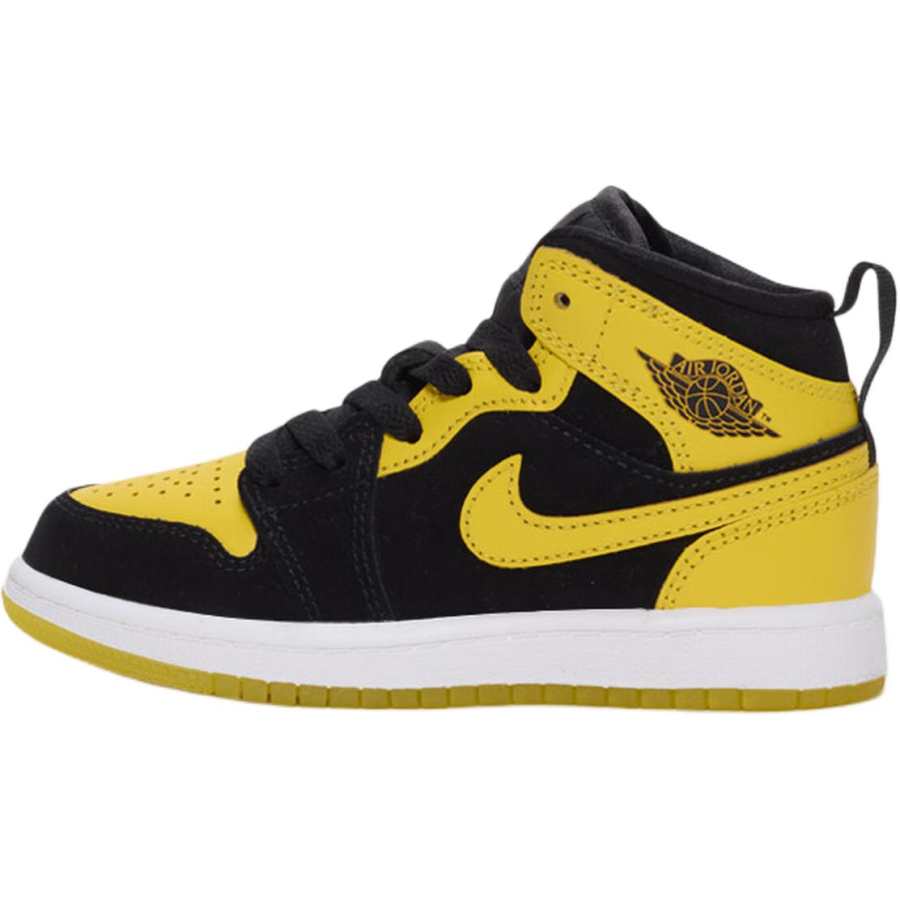 Jordan Jordan 1 Abrasion Resistant Abrasion Resistant Mid top Children's Basketball Shoes Black Yellow