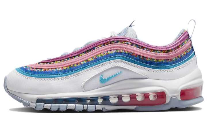 Nike Nike Air Max 97 SE Leather Abrasion Resistant Low top Casual Shoes White Blue Pink Unisex