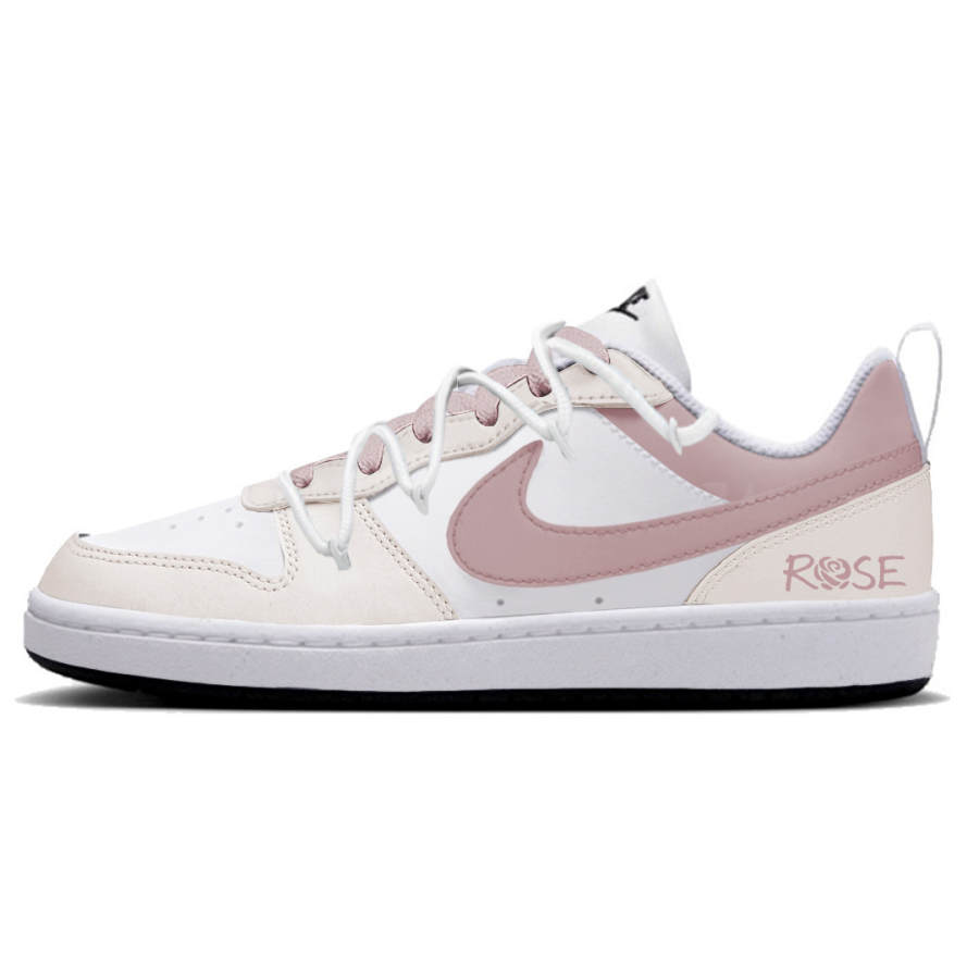 Nike Nike Court Borough Rose Synthetic Leather Slip Resistant Abrasion Resistant Low top Skateboard Shoes Peach Kids'