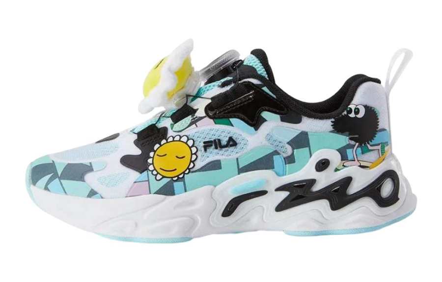 FILA KIDS Artist's Flowing Multicolor Mesh Slip Resistant Abrasion Resistant Low top Kids' Running Shoes Blue White
