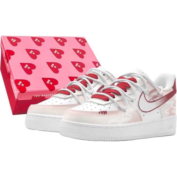 Nike Nike Air Force 1 LE Leather Low top Kids' Skateboarding Shoes Red Teenagers