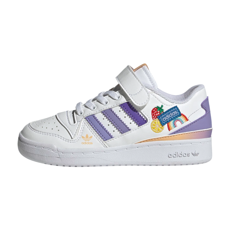 Adidas Originals FORUM Anti kick Low top Skateboard Shoes White Purple Children Aged 3 7 Years Old