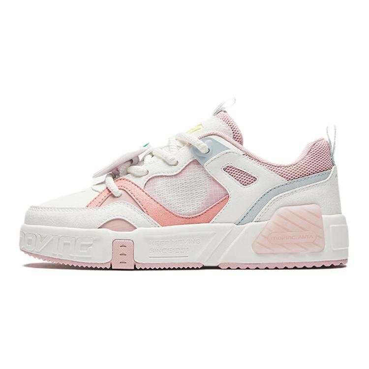 Antakids Fabric Low top Skateboard Shoes White Pink Unisex