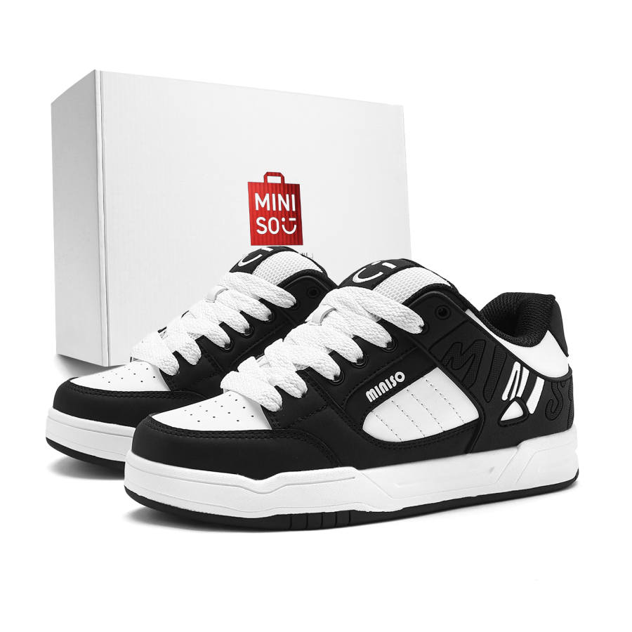 MINISO Casual Shoes Unisex Low Top Classic Black/White/Red Rose Red