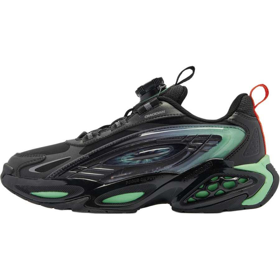 QIAODAN Slip Resistant Cushioning Slip Resistant Cushioning Low top Kids Lifestyle Shoes Black Green Teenagers