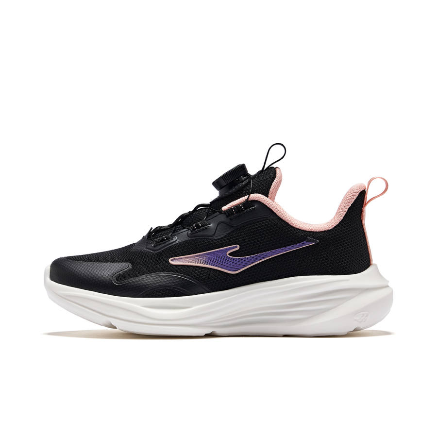 ERKE KIDS Beauty Flight 2 Slip Resistant Anti Kick Cushioning Breathable Low top Running Shoes Jet Black/Biker Purple