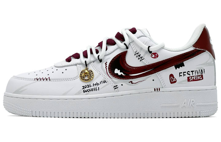 Nike Nike Air Force 1 Scarlet Lilac Kids' Skateboarding Shoes White Red Unisex
