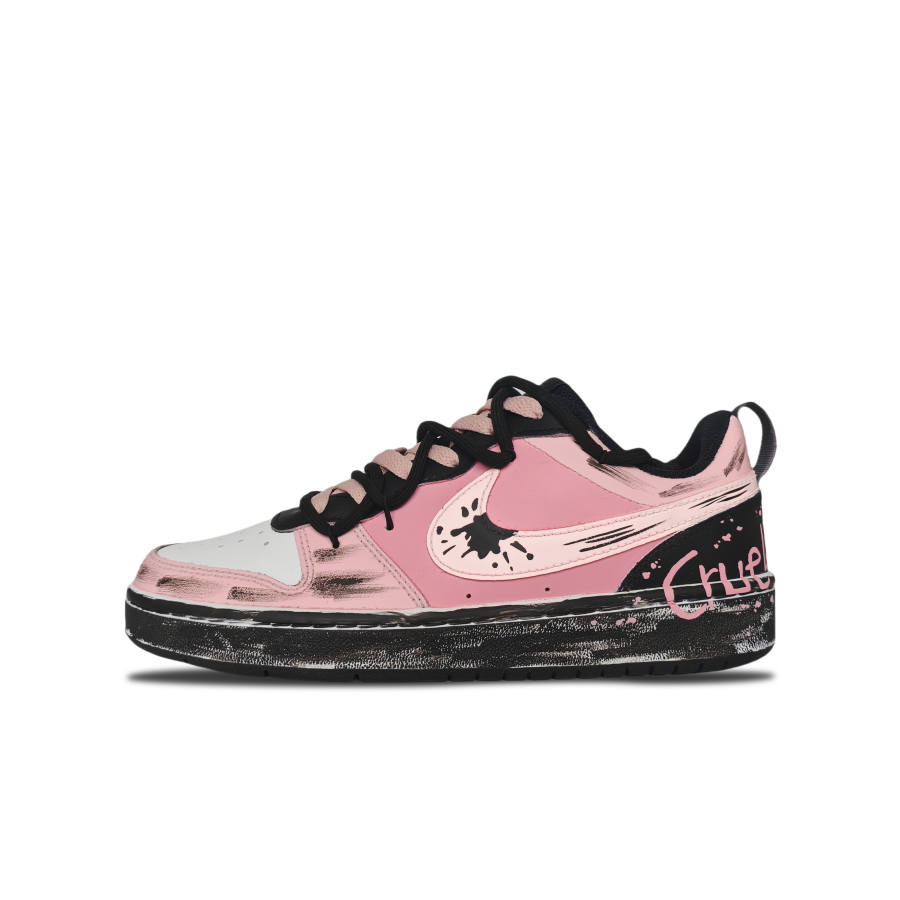 Nike Nike Court Borough Sweet Cool Girl Leather Low top Kids' Skateboarding Shoes Pink Teenagers