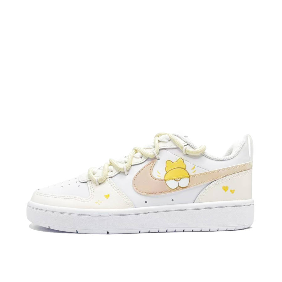 Nike Nike Court Borough Heart Hip Leather Slip Resistant Cushioning Abrasion Resistant Low top Kids' Skateboarding Shoes