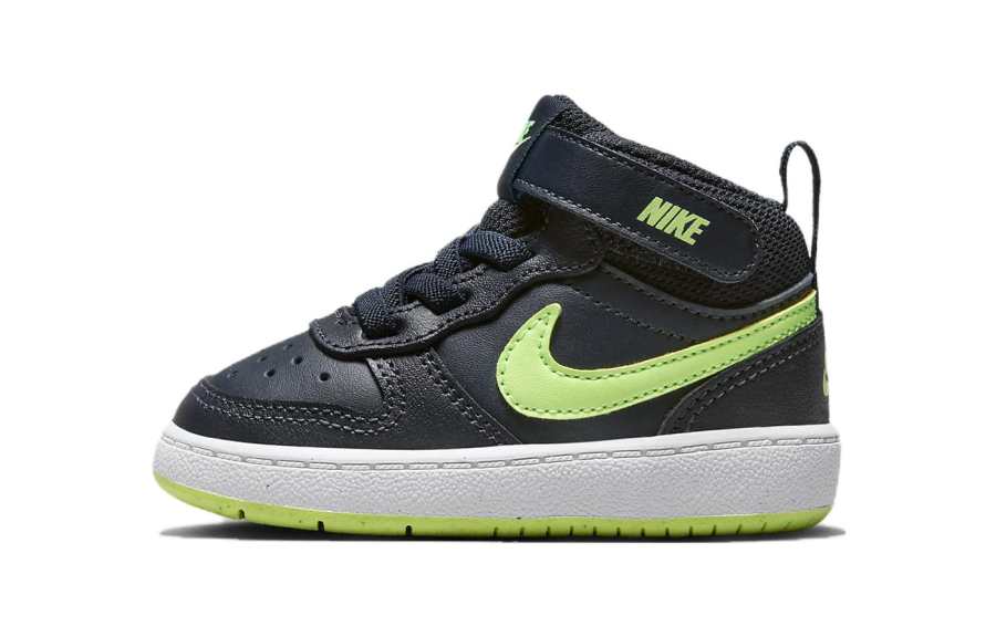 Nike Nike Court Borough Mid 2 Cushioning, Wear Resistant High top Toddler Shoes Black Green Infant And Toddler