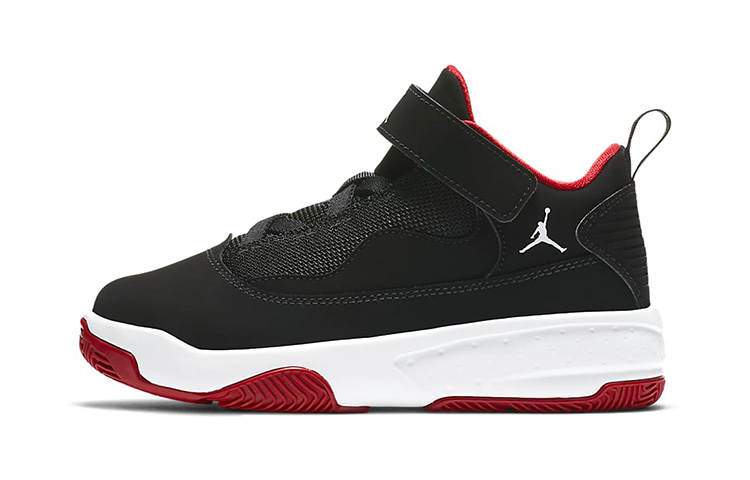 Jordan Jordan Max Aura 2 Slip Resistant Cushioning Abrasion Resistant Mid top Children's Basketball Shoes Black Red