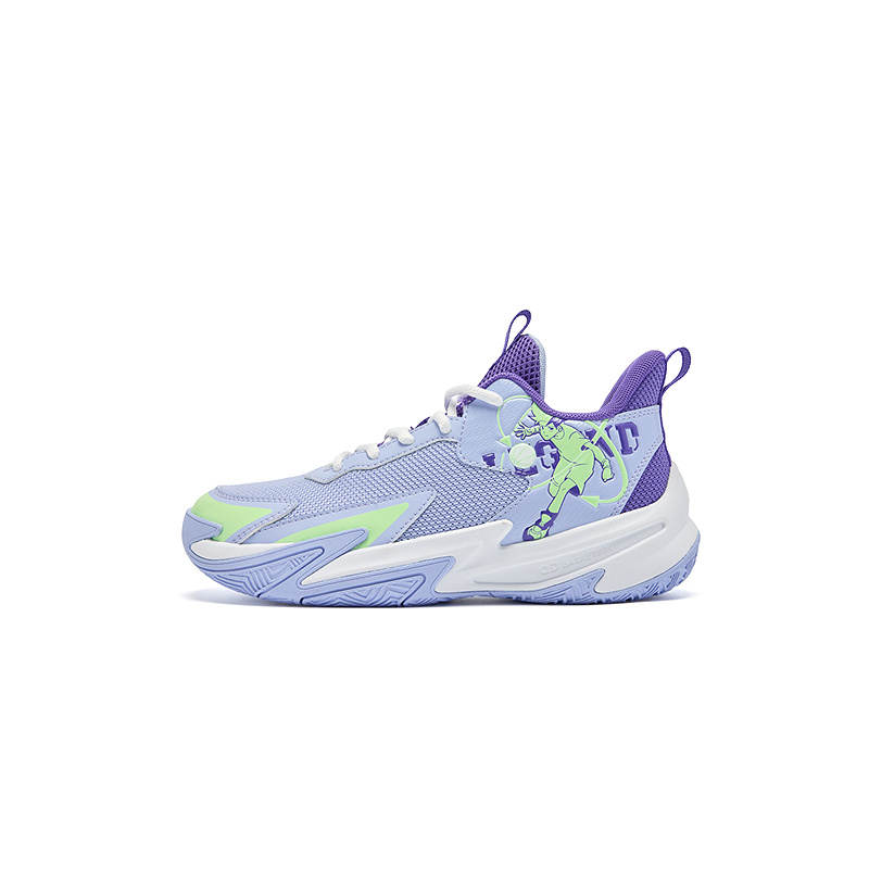 QIAODAN Textile, Synthetic Leather Low top Basketball Shoes Purple Teenagers