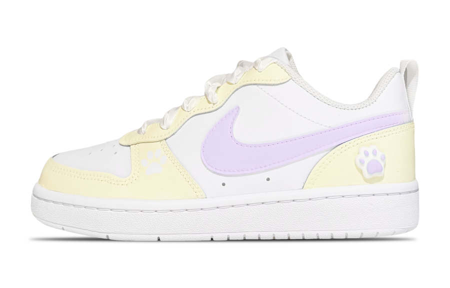 Nike Nike Court Borough Low 2 Leather Low top Kids' Skateboarding Shoes Yellow Purple Teenagers