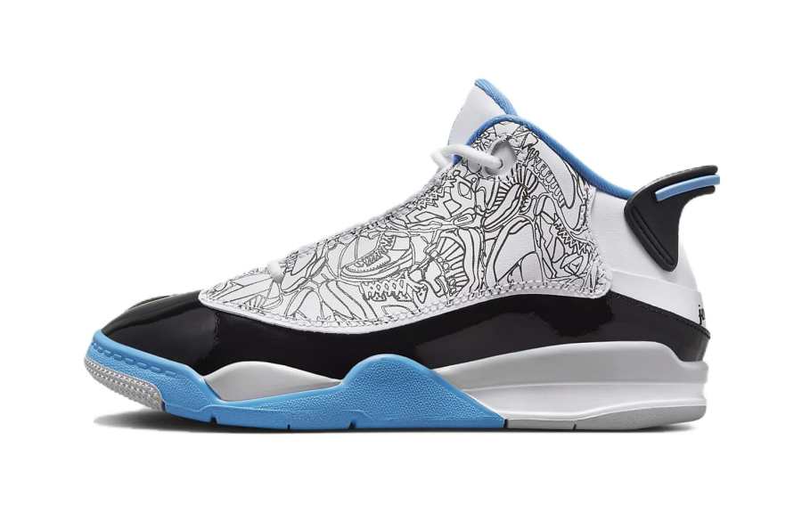 Jordan Jordan Dub Zero Abrasion Resistant Low top Children's Basketball Shoes White Black Children Aged 3 7 Years Old