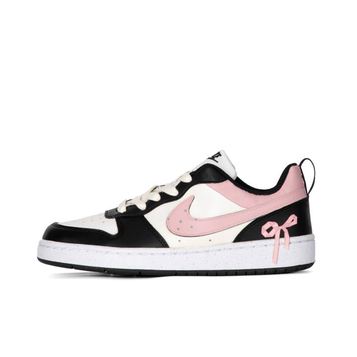 Nike Nike Court Borough Polka Dot Bowknot Leather Slip Resistant Abrasion Resistant Low top Kids' Skateboarding Shoes