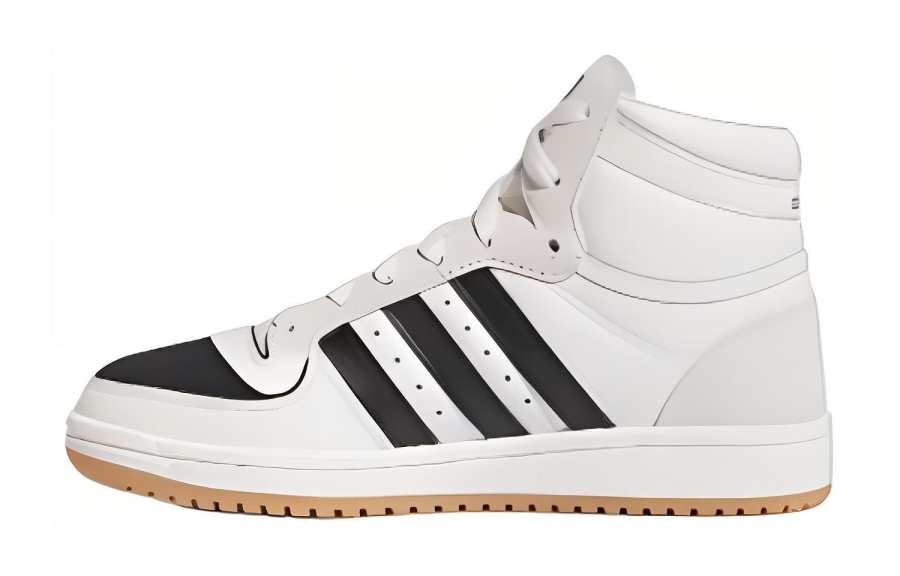 Adidas Originals Top Ten Synthetic Leather Abrasion Resistant Mid top Kids' Skateboarding Shoes White Black Teenagers