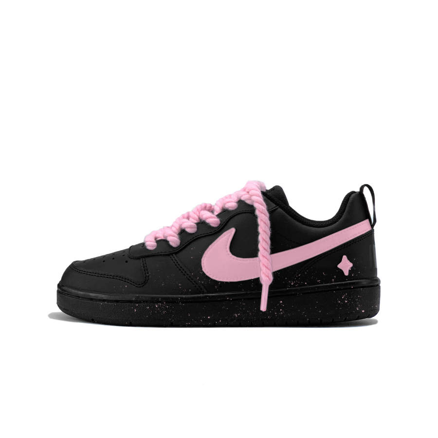 Nike Nike Court Borough Powder Ink Star Slip Resistant Abrasion Resistant Low top Kids' Skateboarding Shoes Black Pink