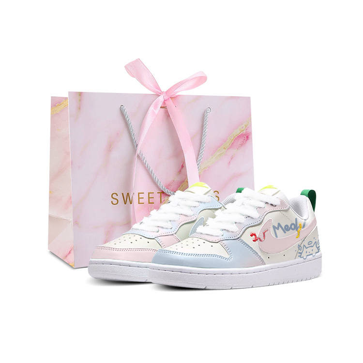 Nike Nike Court Borough Macaron Blue Pink Mismatched Low top Kids' Skateboarding Shoes Unisex