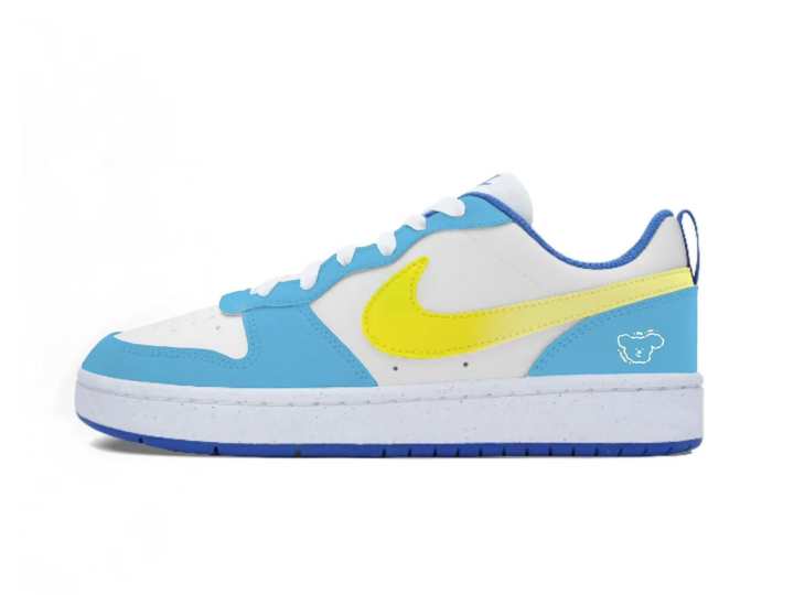 Nike Nike Court Borough Low Festive Custom, Milk Blue Candy Bear Leather Lightweight Cushioning Low top
