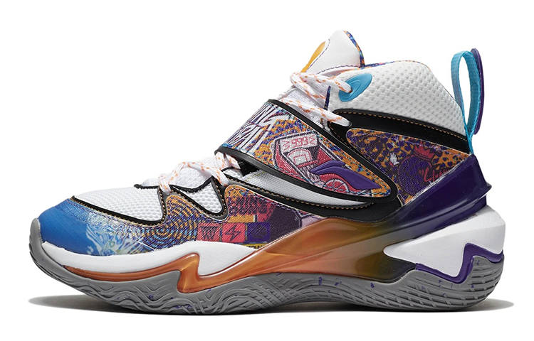 Li-Ning YOUNG Li Ning YOUNG Slip Resistant Cushioning Abrasion Resistant Mid top Basketball Shoes White Black Orange Unisex