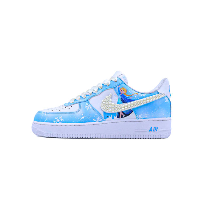 Nike Nike Air Force 1 Frozen Low top Kids' Skateboarding Shoes White Blue Unisex