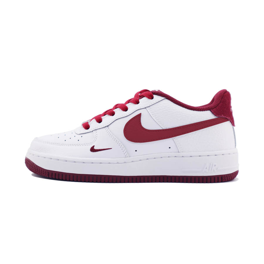 Nike Nike Air Force 1 Lv8 3 Leather Slip Resistant Abrasion Resistant Low top Kids' Skateboarding Shoes White Red Teenagers