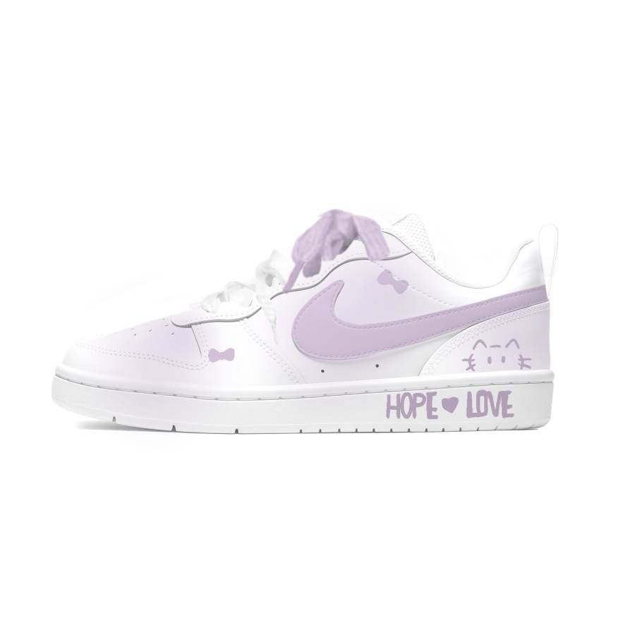 Nike Nike Court Borough KK Cat Purple Leather Slip Resistant Abrasion Resistant Low top Kids' Skateboarding Shoes Unisex
