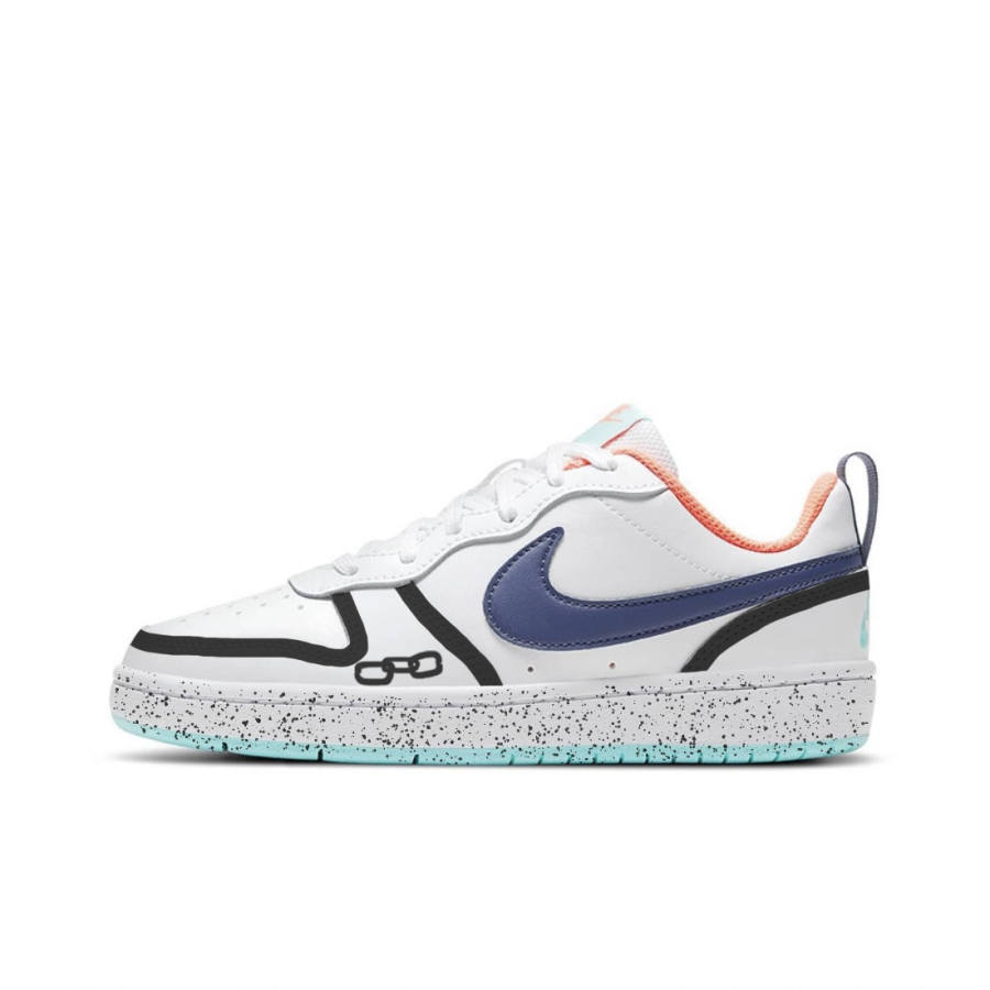 Nike Nike Court Borough 2 Chains Leather Low top Kids' Skateboarding Shoes Gray White Teenagers