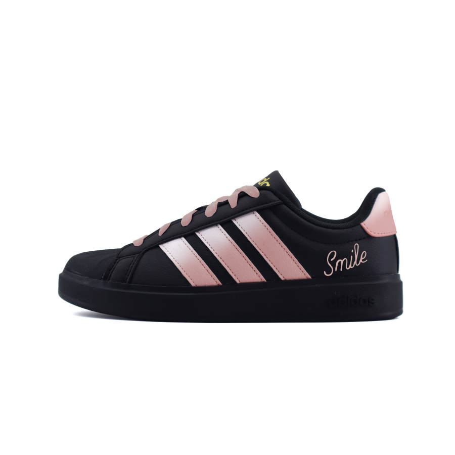 Adidas Adidas Street Talk SMILE Leather Abrasion Resistant Low top Kids' Skateboarding Shoes Black Pink Unisex