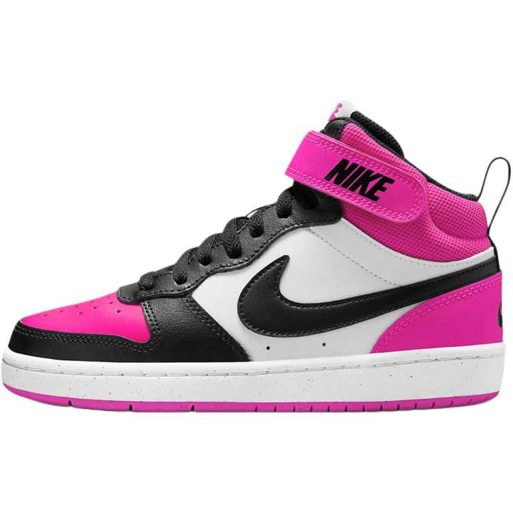 Nike Nike Court Borough 2 Leather Mid top Skateboard Shoes Black Pink Unisex