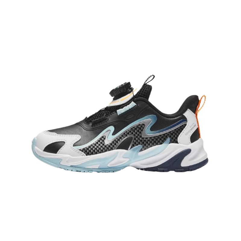 Antakids Synthetic Leather Slip Resistant Cushioning Waterproof Low top Kids' Running Shoes Black White Blue