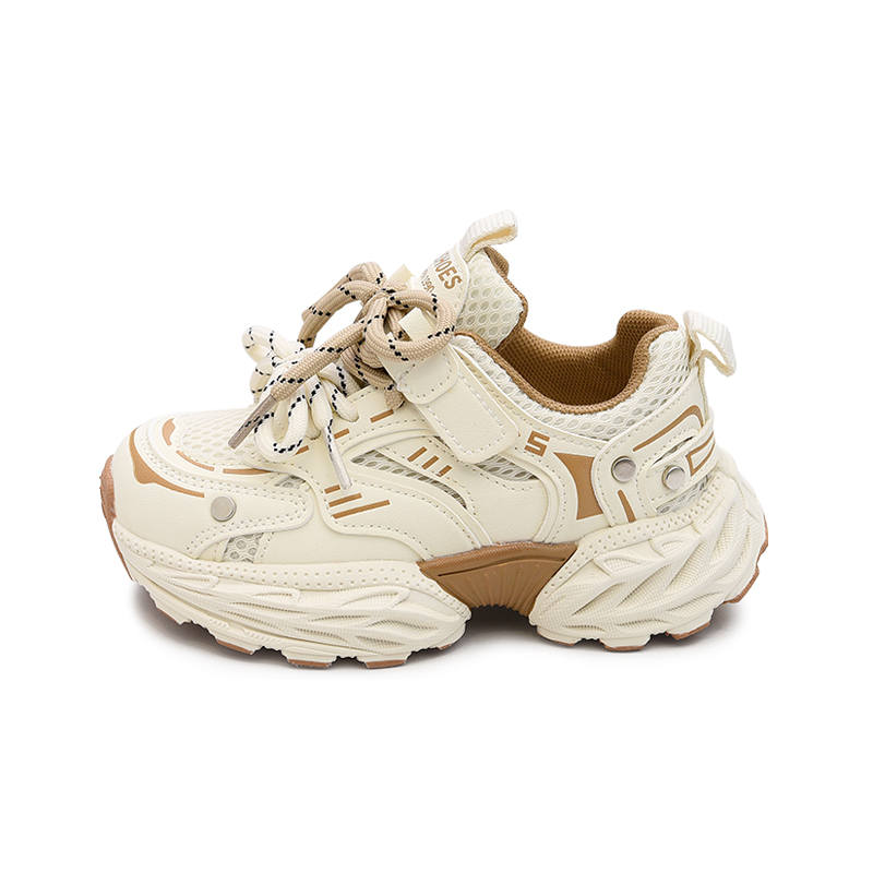 BODING BODING Slip Resistant Anti Kick Lightweight Cushioning Low top Kids Lifestyle Shoes Beige Khaki Kids'