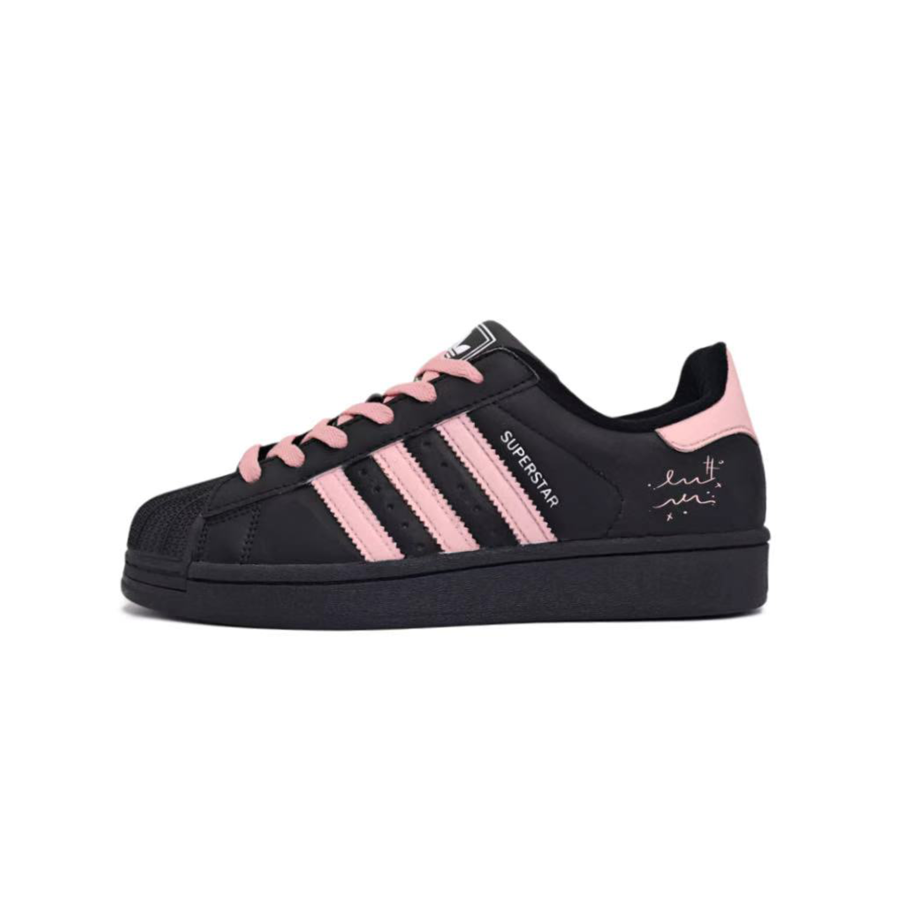 Adidas Originals Superstar 2 Heartbeat Aquarius Leather Abrasion Resistant Low top Kids' Skateboarding Shoes Pink