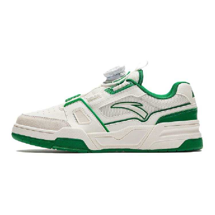 Antakids Synthetic Leather, Textile Low top Skateboard Shoes White Green Teenagers