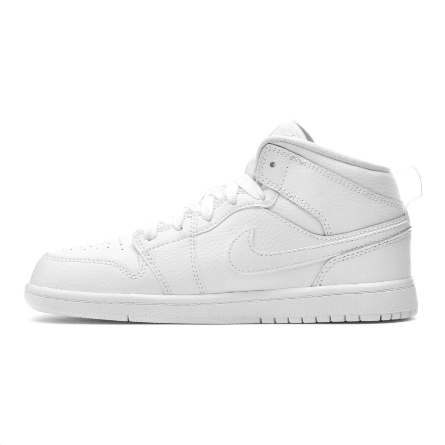 Jordan Jordan Air Jordan 1 Slip Resistant Abrasion Resistant Mid top Children's Basketball Shoes White Kids'