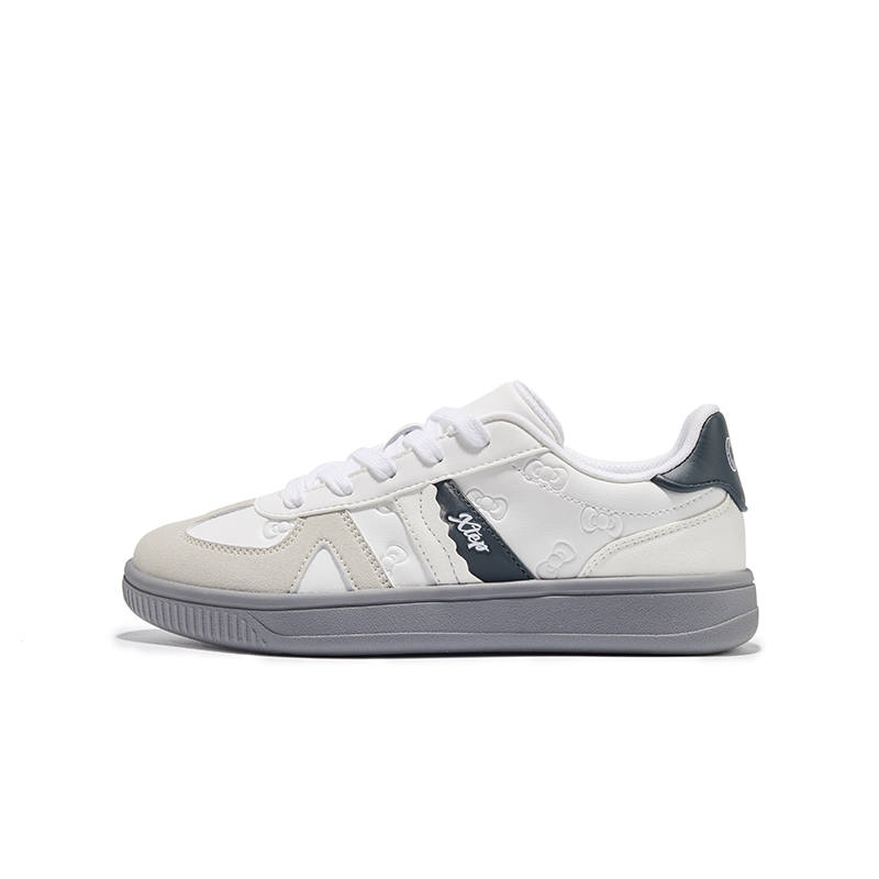 XTEP Abrasion Resistant Low top Skateboard Shoes Classic White Coal Black Kids'