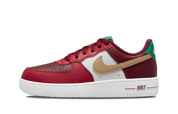 Nike Nike Air Force 1 Christmas Casual Low top Kids' Skateboarding Shoes Red White Children Aged 3 7 Years Old