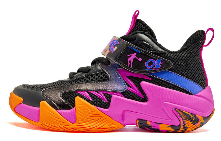 QIAODAN Textile, Synthetic Leather Mid top Basketball Shoes Black Unisex