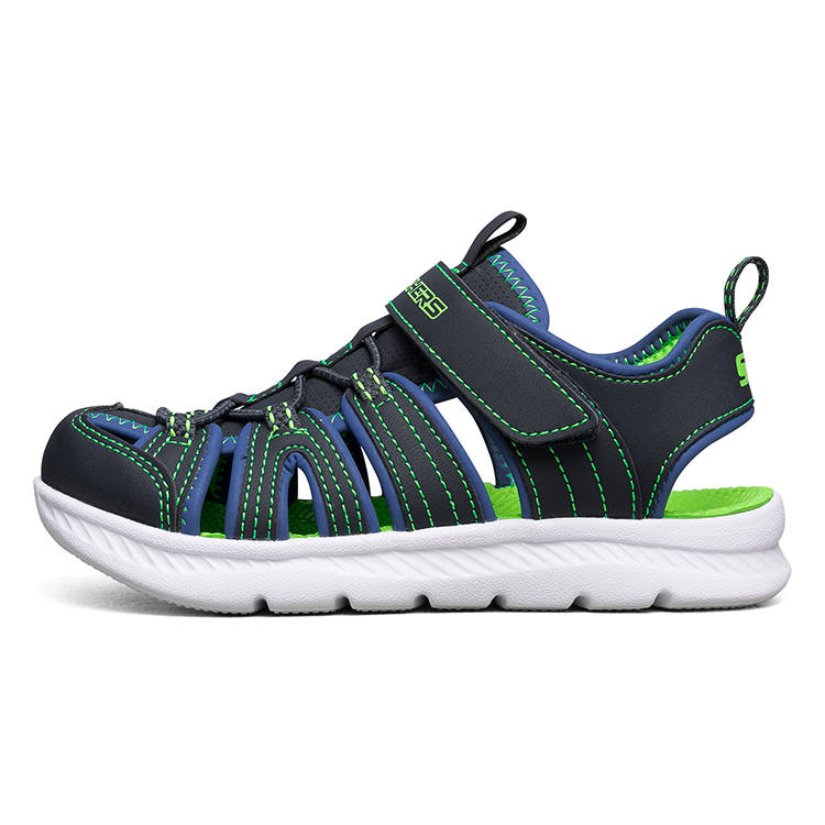 Skechers Anti Kick Abrasion Resistant Breathable Lightweight Cushioning Children's Sandals Blue Green Teenagers