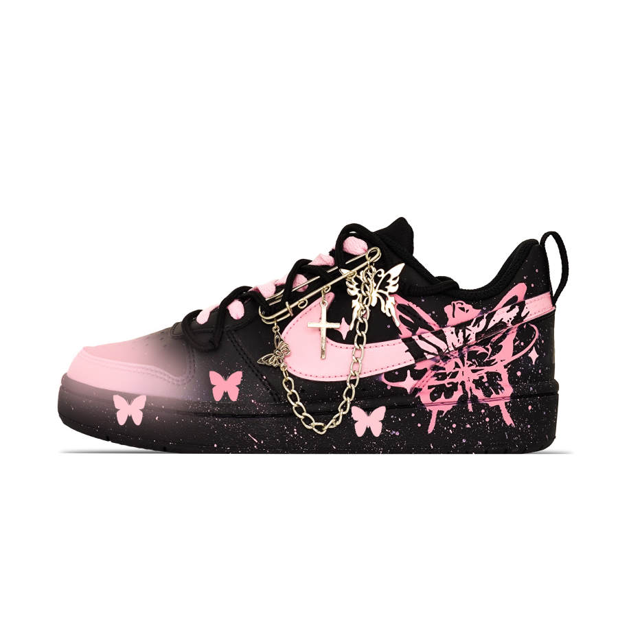 Nike Nike Court Borough Leather Slip Resistant Low top Kids' Skateboarding Shoes Black Teenagers