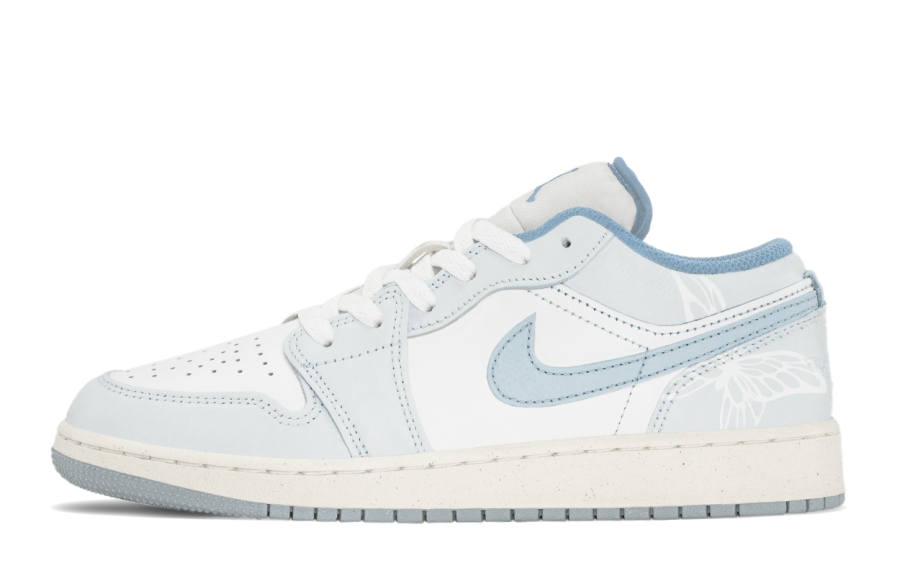 Jordan Jordan Air Jordan 1 Slip Resistant Low top Children's Basketball Shoes Blue White Teenagers