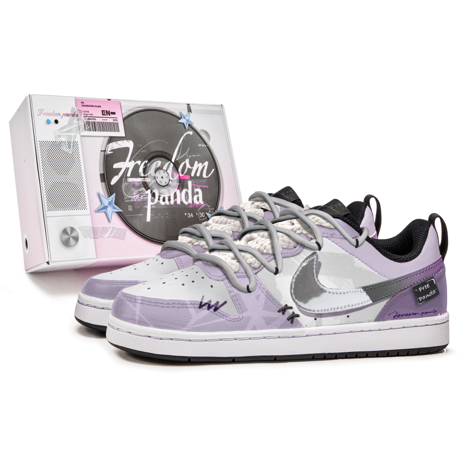 Nike Nike Court Borough Slip Resistant Cushioning Abrasion Resistant Low top Kids' Skateboarding Shoes Purple Gray Teenagers