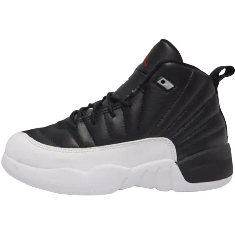 Jordan Jordan Air Jordan 12 Leather Children's Basketball Shoes Black White Children Aged 3 7 Years Old