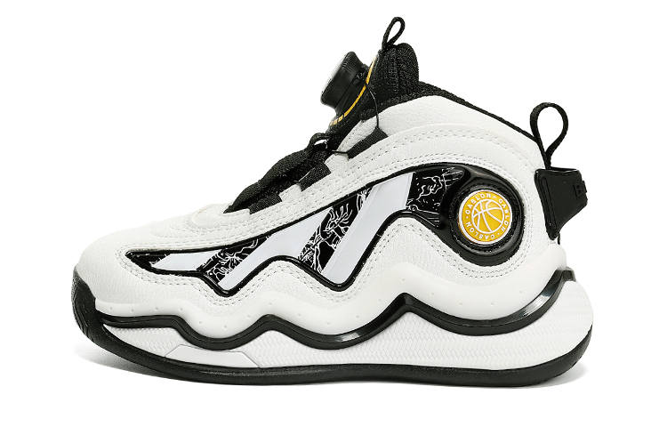 KAXILONG Cushioning Lightweight Mid top Children's Basketball Shoes White Black Kids'